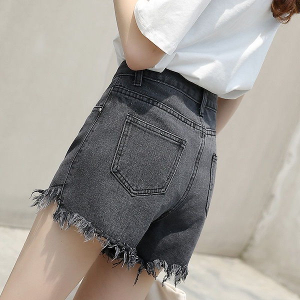 Qoo10] スモークグレーデニムショートパンツレディ