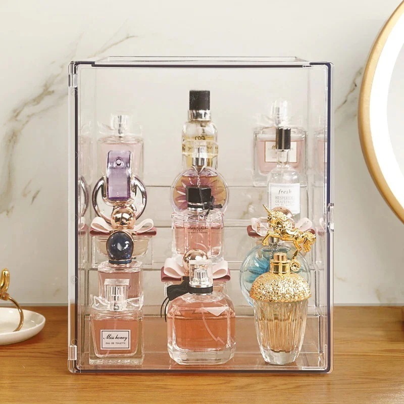 香水収納ボックス展示ケーススキンケアボックス防塵透明大容量デスクトップ化粧品置物A286