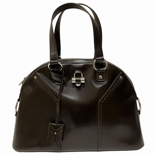 イヴ サンローラン 156464 チョコレート レザー×シルバー金具 バッグ ハンドバッグ 【中古】