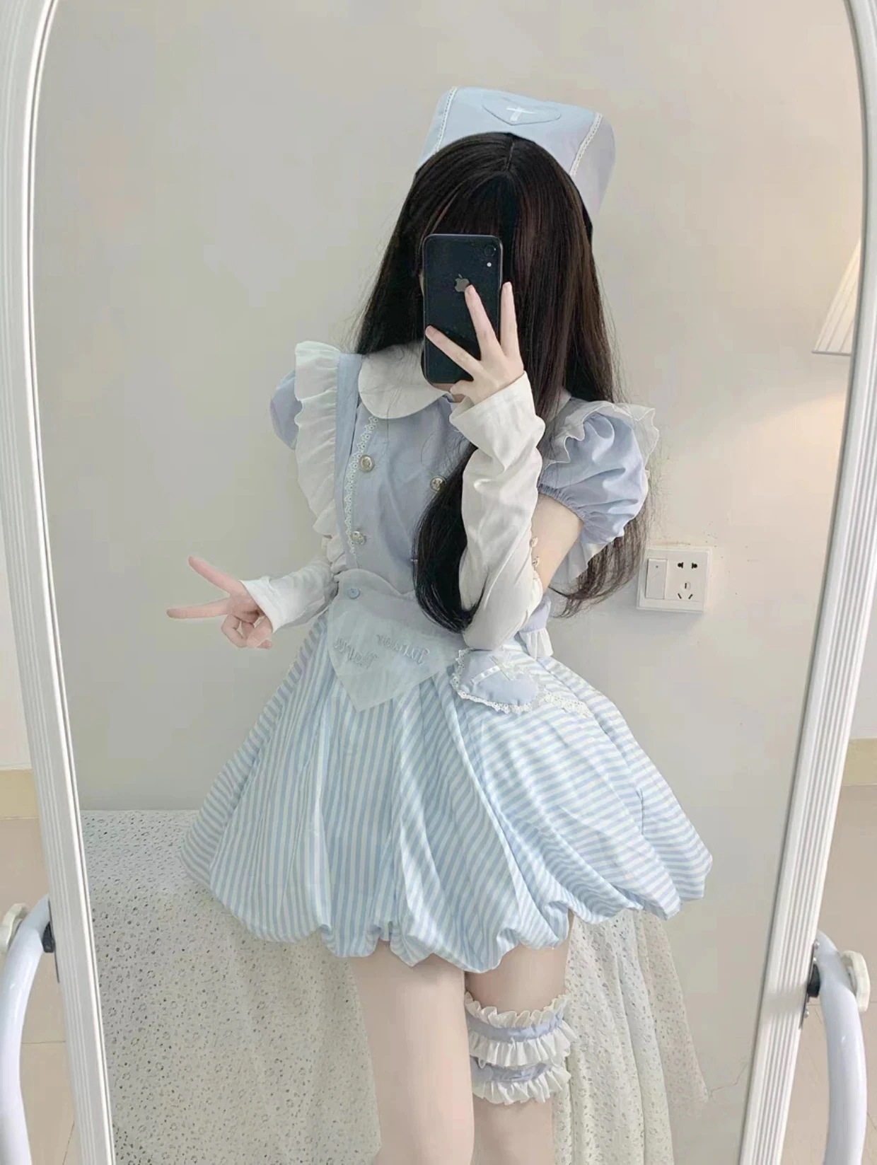 2025 新作（7点セット）超可愛い メイド服 ナース コスプレ ハート ロリータ