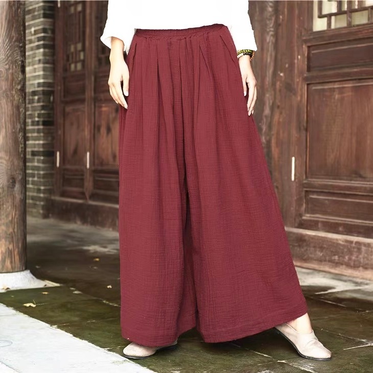 レディース パンツ ボトムス ロングパンツ ワイドパンツ 丈長 フルレングス オーバーサイズ ハイウエスト リネン 綿 コットン 麻 かわいい 大人可愛い きれいめ シンプル カジュアル 上品