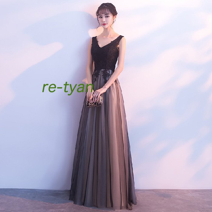 パーティードレス ロングドレス エレガント舞台演奏会大きいサイズ 体型カバー 黒 成人式 同窓会卒業式 謝恩会ドレス 20代30代40代イブニングドレス きれいめ 7,318円