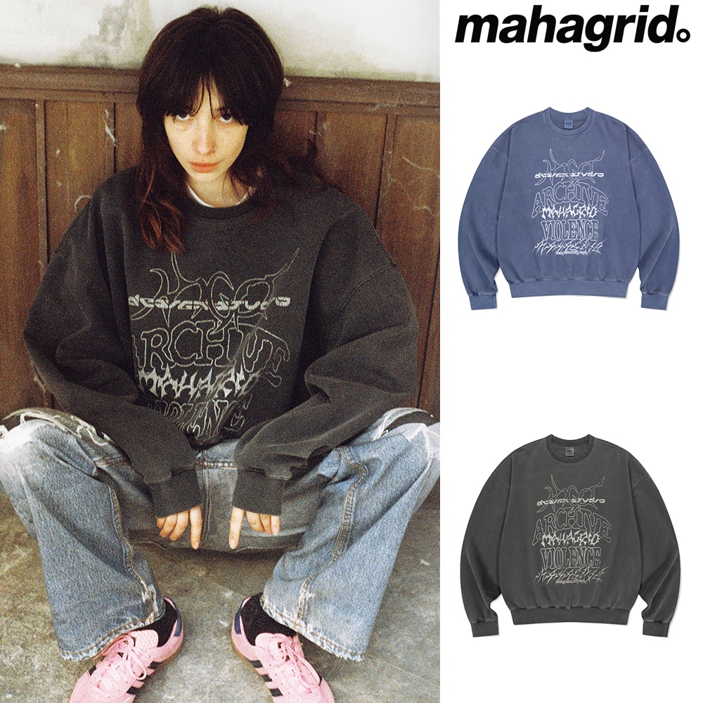 [mahagrid] MULTI-LOGO PIGMENT SWEATSHIRT