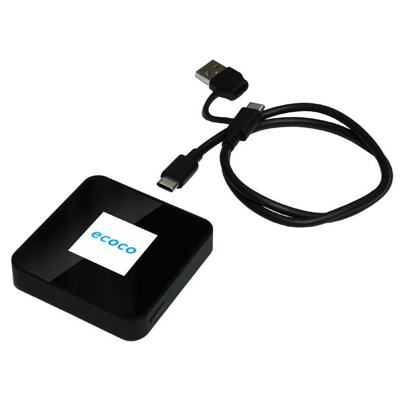 リーフラント　(契約不要)(月額費用不要)(バッテリーレス)ecoco 給電型ポケットWiFi データチャージ100GB付 ブラック ［ナノSIM］　TD20-100-B