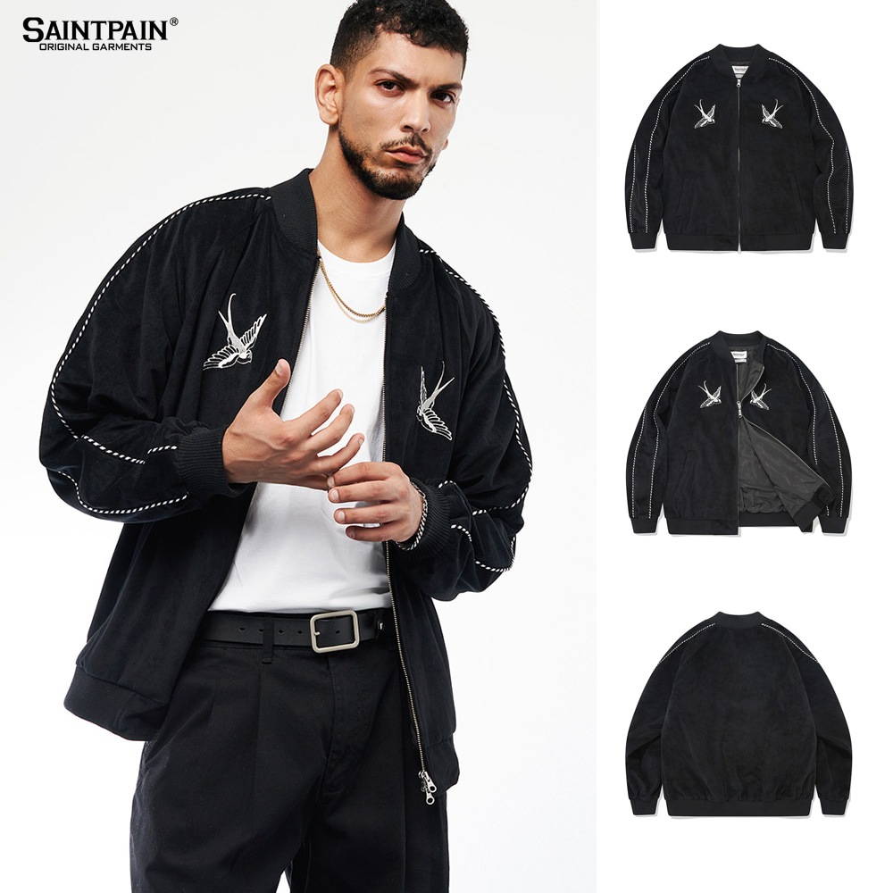 SP VELVET SWALLOW SOUVENIR JACKET-BLACK
