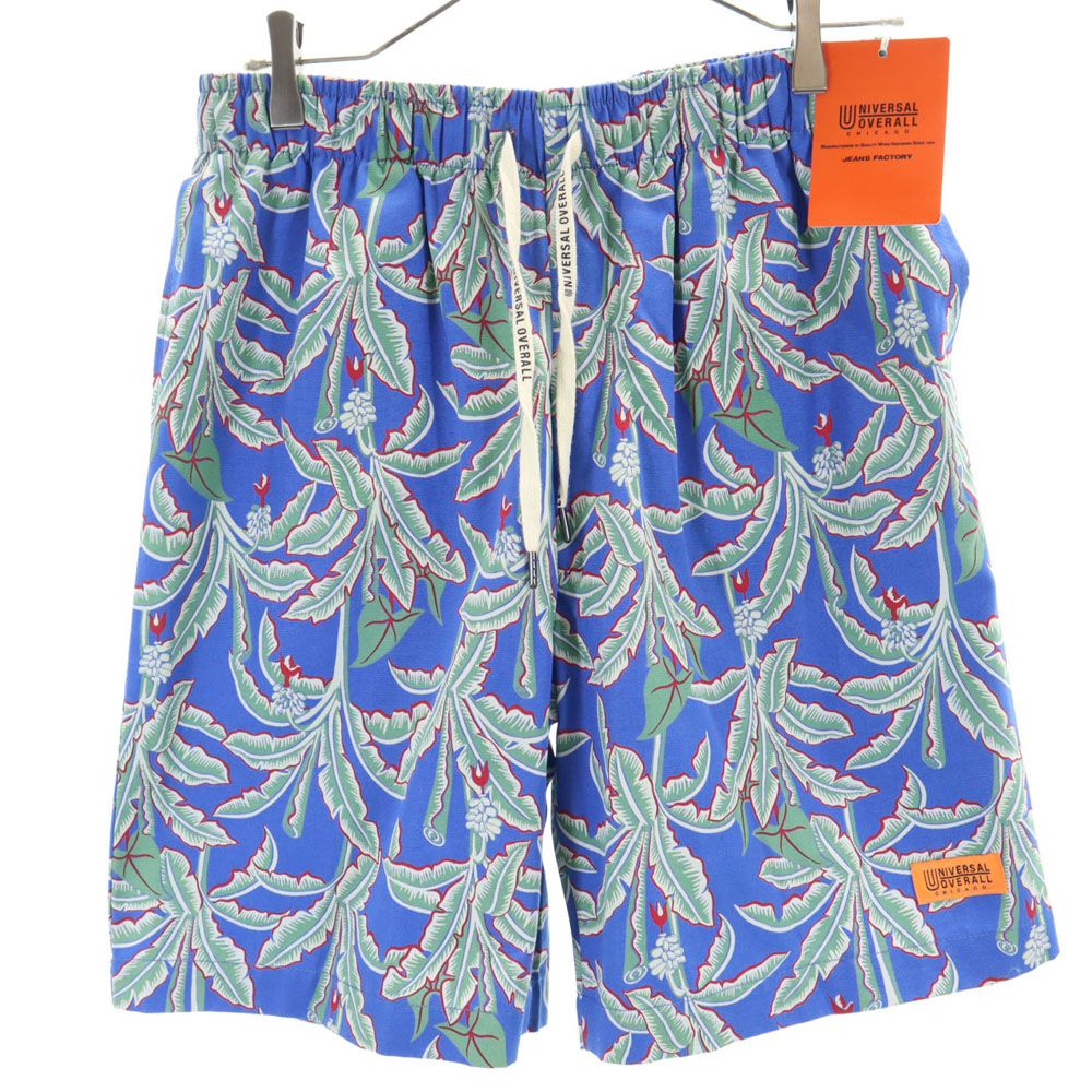 未使用 総柄 ショートパンツ M ブルー ウエストゴム タグ付き メンズ