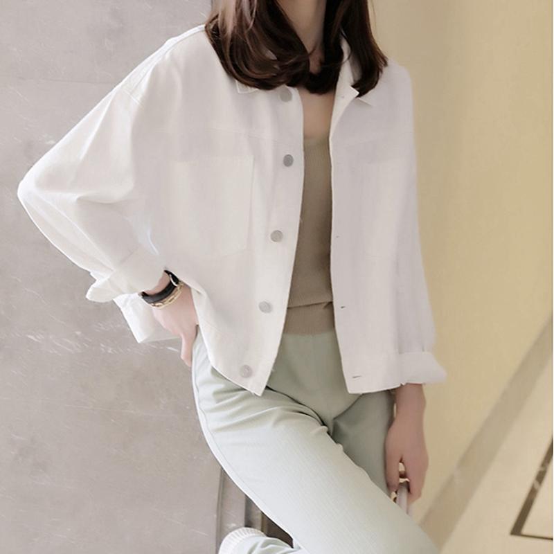 デニムジャケット レディース Gジャン アウター 春秋 通勤 薄手 無地 韓国 シンプル コットン ホワイト