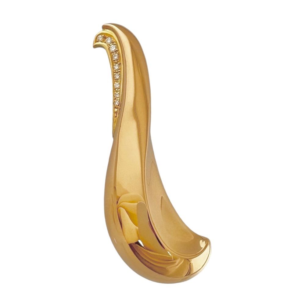 タサキ ブローチ 18金 K18イエローゴールド ダイヤモンド TASAKI 中古 美品