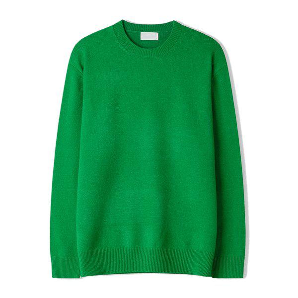 メンズロイベーシックモダルラウンドニット SG-KN-Q027-グリーン