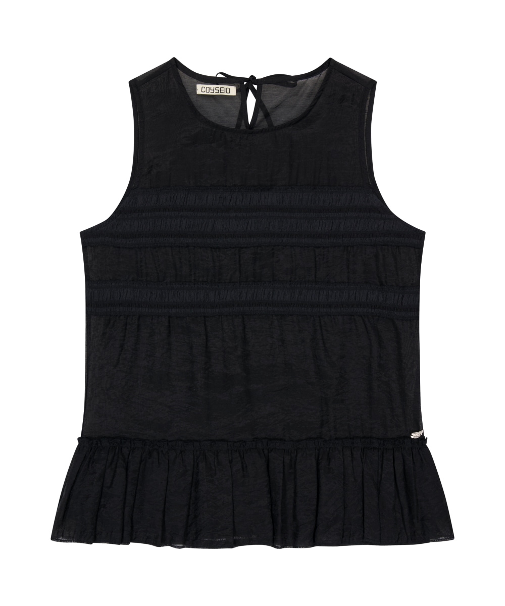 【COYSEIO】 25FW SHEER LAYERED SLEEVELESS : BLACK