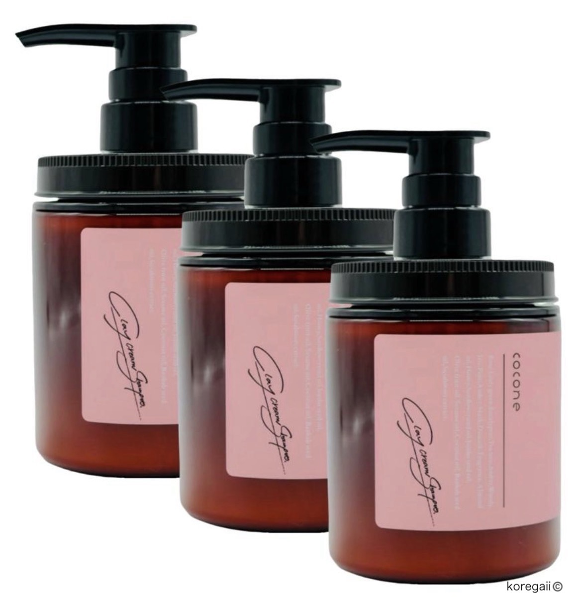 クレイクリームシャンプー cocone ココネ ピンク 380g ３本 本体 さらさらスムースタイプ ハーブローズの香り