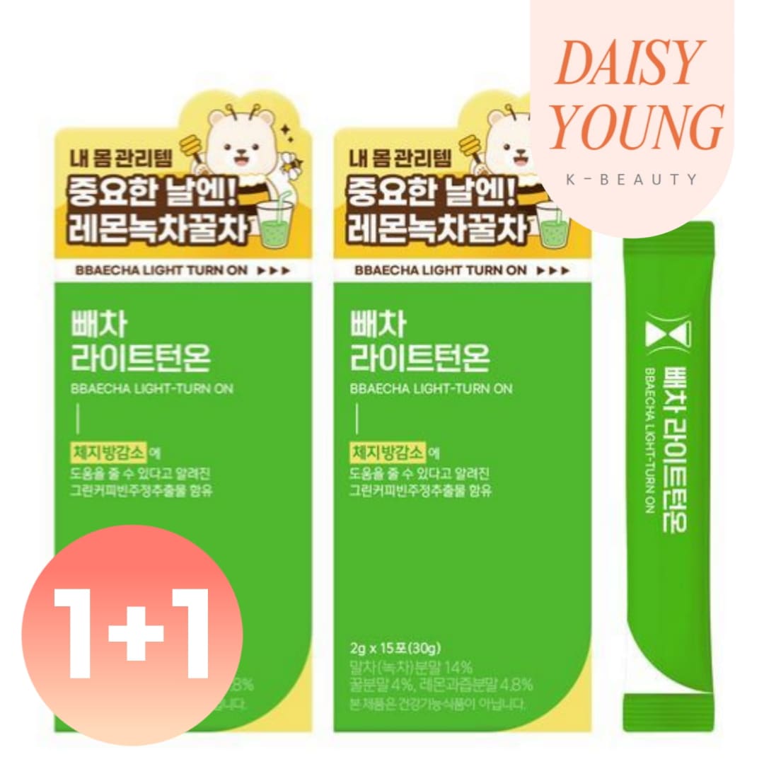 【1+1】【OLIVE YOUNG】BBAECHA LIGHT TURN ON ペチャ ライトタンオン 15包x2個 / レモン緑茶 蜂蜜 芸能人茶 体脂肪減少 ダイエット茶 緑茶 レモン茶 蜂蜜茶