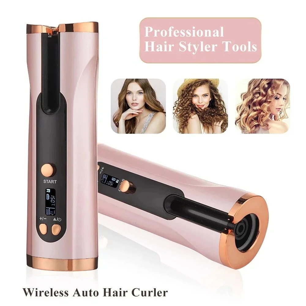 ストレートアイロン 新品カールアイロン コードレスヘアアイロン 回転式ヘアアイロン 液晶ディスプレイ USB充電式 家庭用ウェーブ