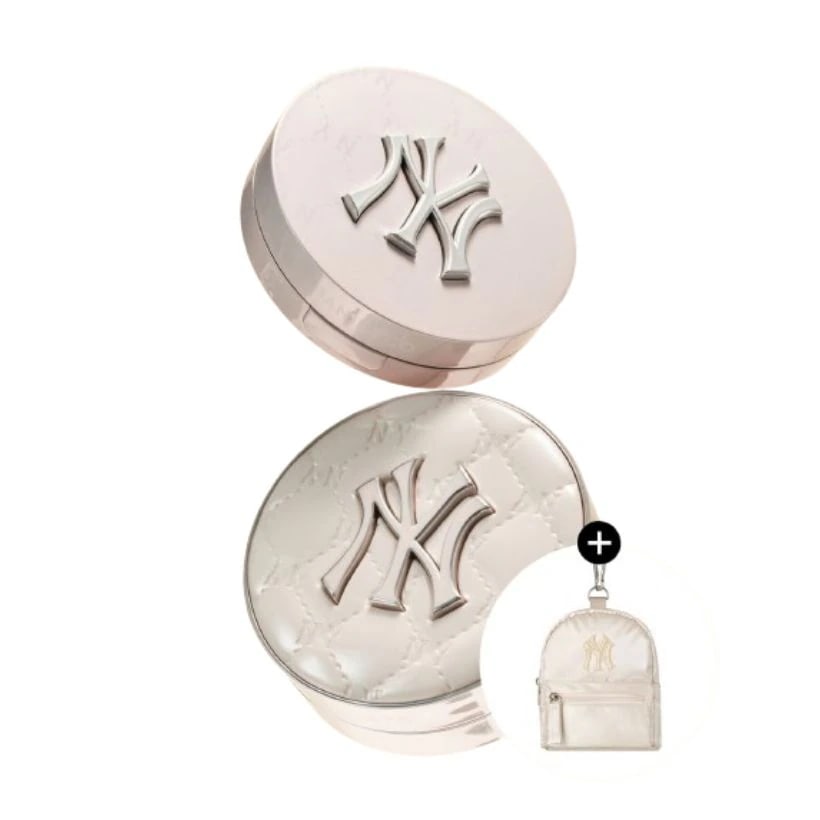 [26SS/New](Cream glaze edition)ホワイトクッション（ケース＋リフィル1個）＋プライマーフィニッシュパクト＋MLBミニバックパックキーホルダー