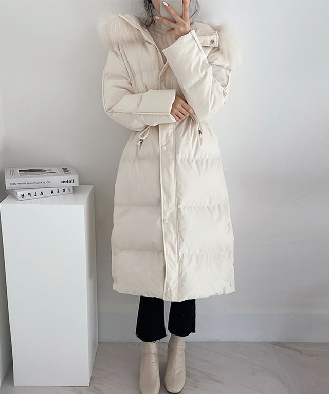 [2color] フィットきれい! ファーウェルロン ライン ロングダウン