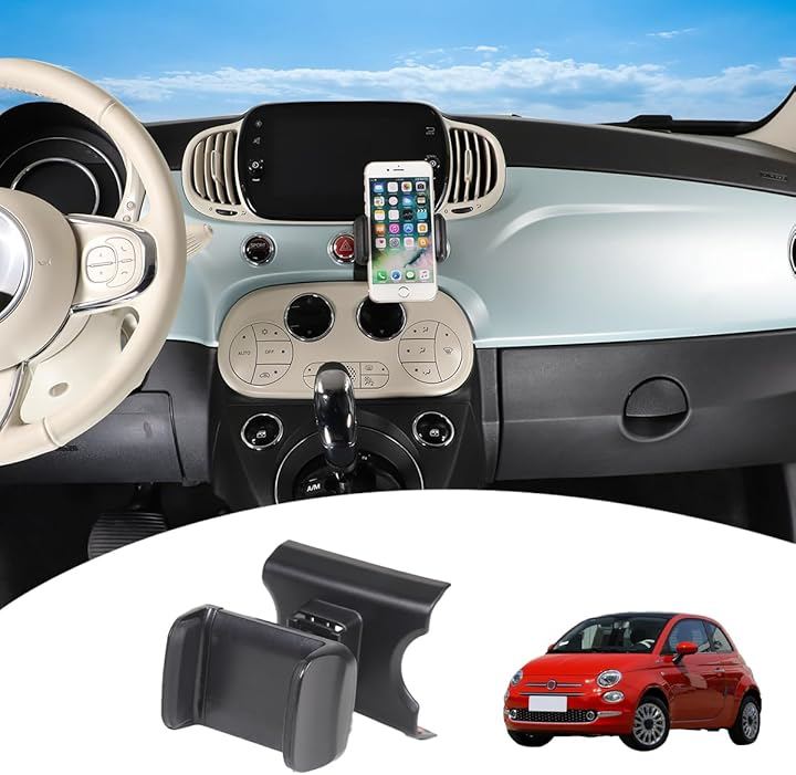 フィアット 500 2007年～現行に専用 スマホホルダー 車 携帯電話ホルダー スマートフォン用 車載ホルダー スタン 360度回転 自由調節 取り付け簡単 新版 (クリップ式)