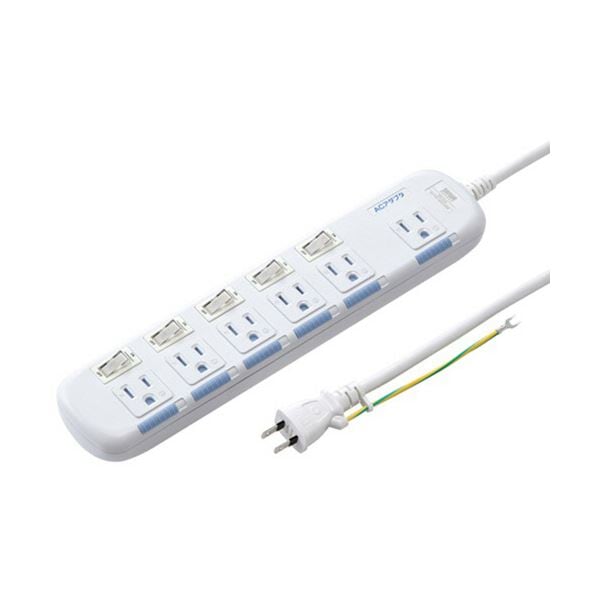 （まとめ） サンワサプライ 省エネタップ3P・6個口 2m TAP-S10N2-2 1個 (×3セット)