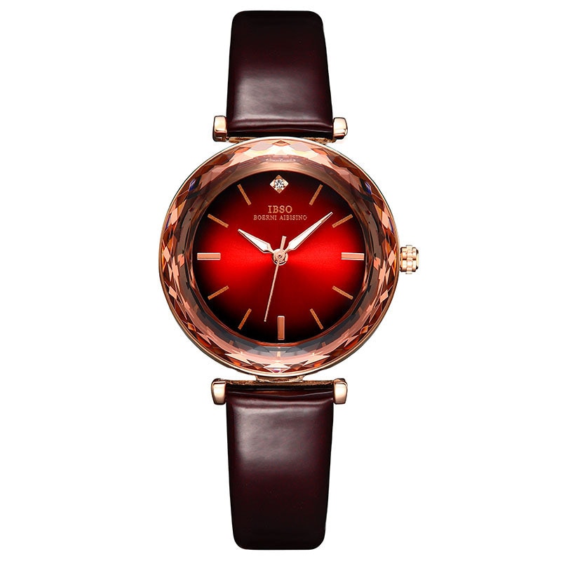 Ibso新型女性ベルトネット赤気質腕時計シンプルファッショントレンド円形針バックル石英時計