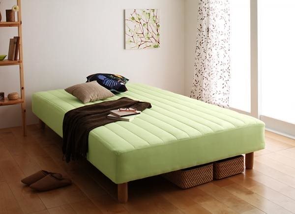 最旬トレンドパンツ 新色寝心地が選べる!20色カバーリングボンネルコイルマットレスベッド 脚15cm シングル ペールグリーン ベッド