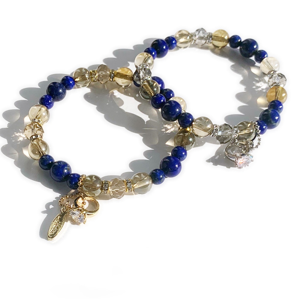 ラピスラズリ シャンパンオーラ チャーム 天然石ブレスレット パワーストーンブレスレット