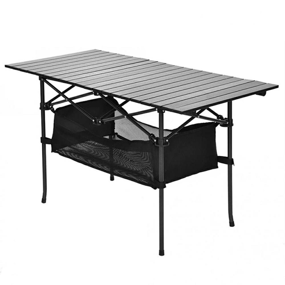 今すぐ欲しい！メッシュネット付き アルミニウム合金製 折りたたみ テーブル アウトドア 吊りメッシュラック付き 収納バッグ付き 携帯便利 ピクニック レジャー キャンプ用 ZST-T01