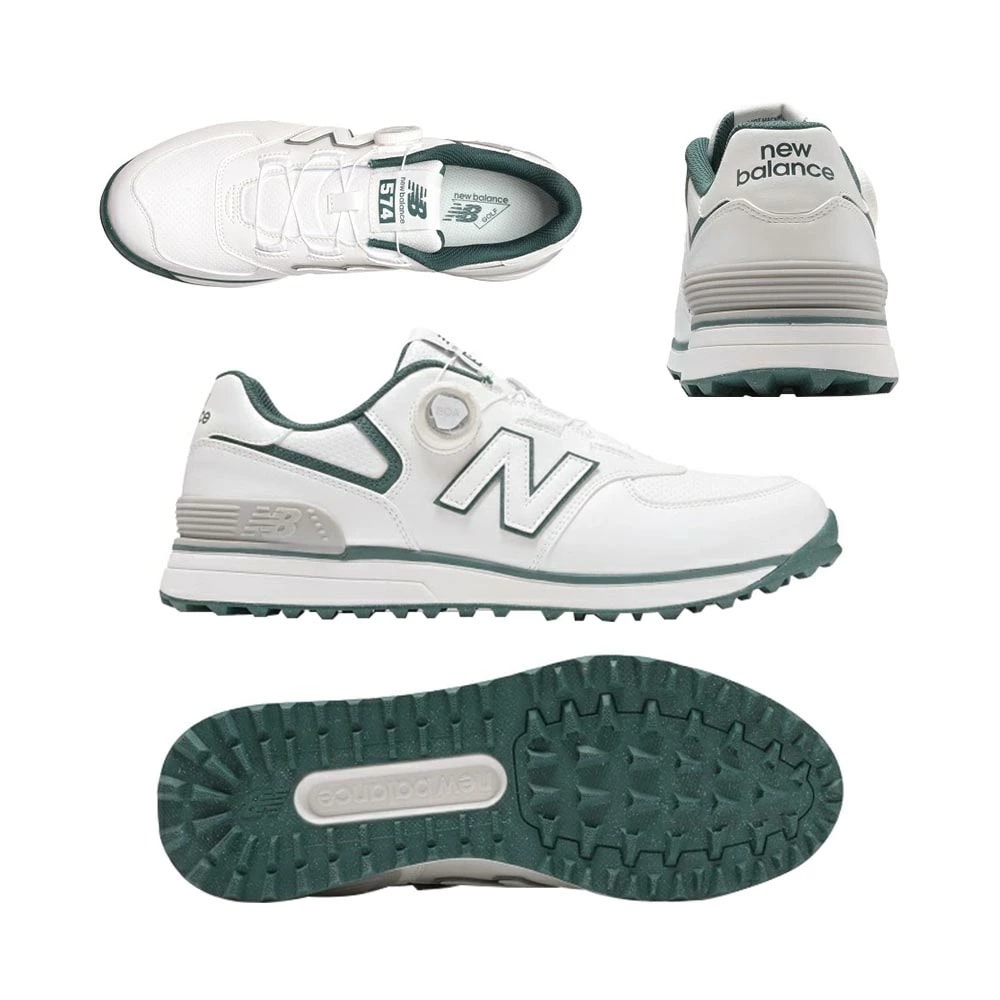 574 v4 SL Boa メンズ スパイクレスシューズ UG574BG4 (2E) ホワイト/グリーン 2025
