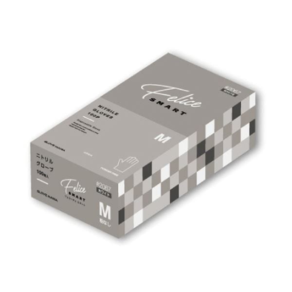 （まとめ） 川西工業ニトリルグローブ フェリーチェ スマート 粉なし ホワイト M #2067W-M 1箱（100枚） [x5セット]