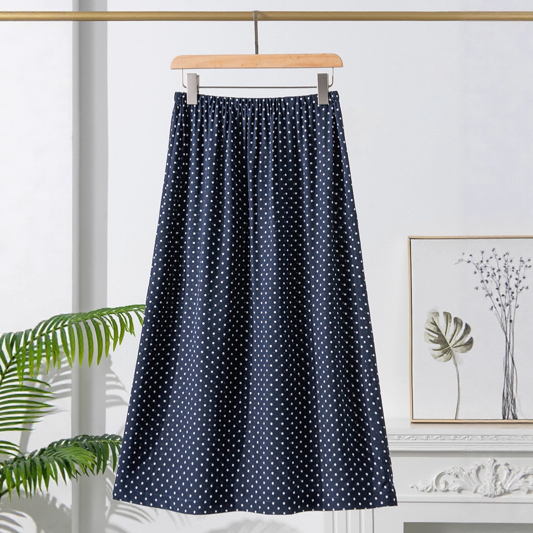 新作シルクラインスカートレディース通勤着痩せマルベリーシルクミモレ丈スカート二層ニッチ水玉スカート