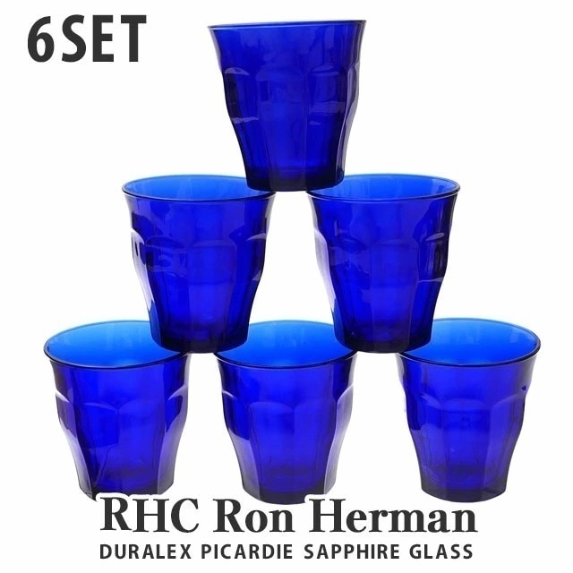 ロンハーマン Ron Herman x デュラレックス DURALEX PICARDIE SAPPHIRE GLASS 6PCS 6個セット ピカルディ グラス 290-005051-037