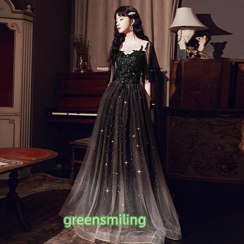 カラードレス ブラック ワインレッド カクテルドレス ロングドレス パーティードレス 発表会 演奏会 ステージ コンクール イブニングドレス フォマール