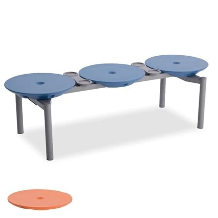 樹脂ベンチ ディスクベンチ 3人掛け 積み重ね収納タイプ カップホルダー付 法人限定