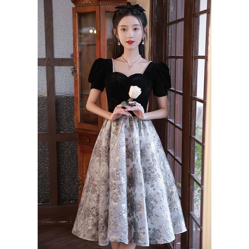 ドレス エレガント高級感成人式結婚式ドレス誕生日正式な場合演奏会 花嫁 司会パーティードレス　側開深いVネック 結婚式OL正式な場合礼装ドレスセクシーなワンピース