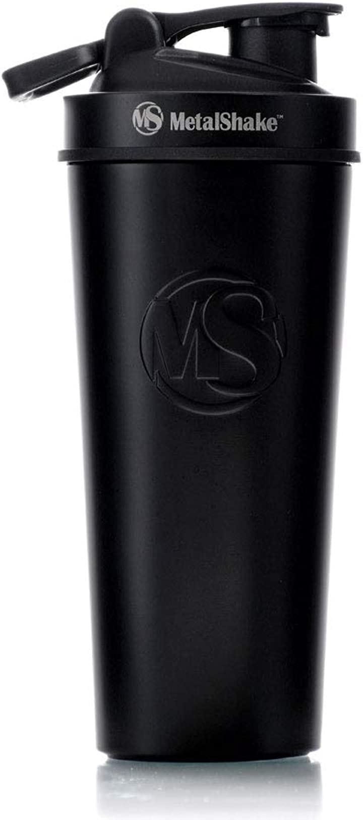 Metal Shake 900ml メタルシェイク 水筒 プロテインシェイカー タンブラー 24時間保冷 6時間保温 二重ロック(ブラックスチール)