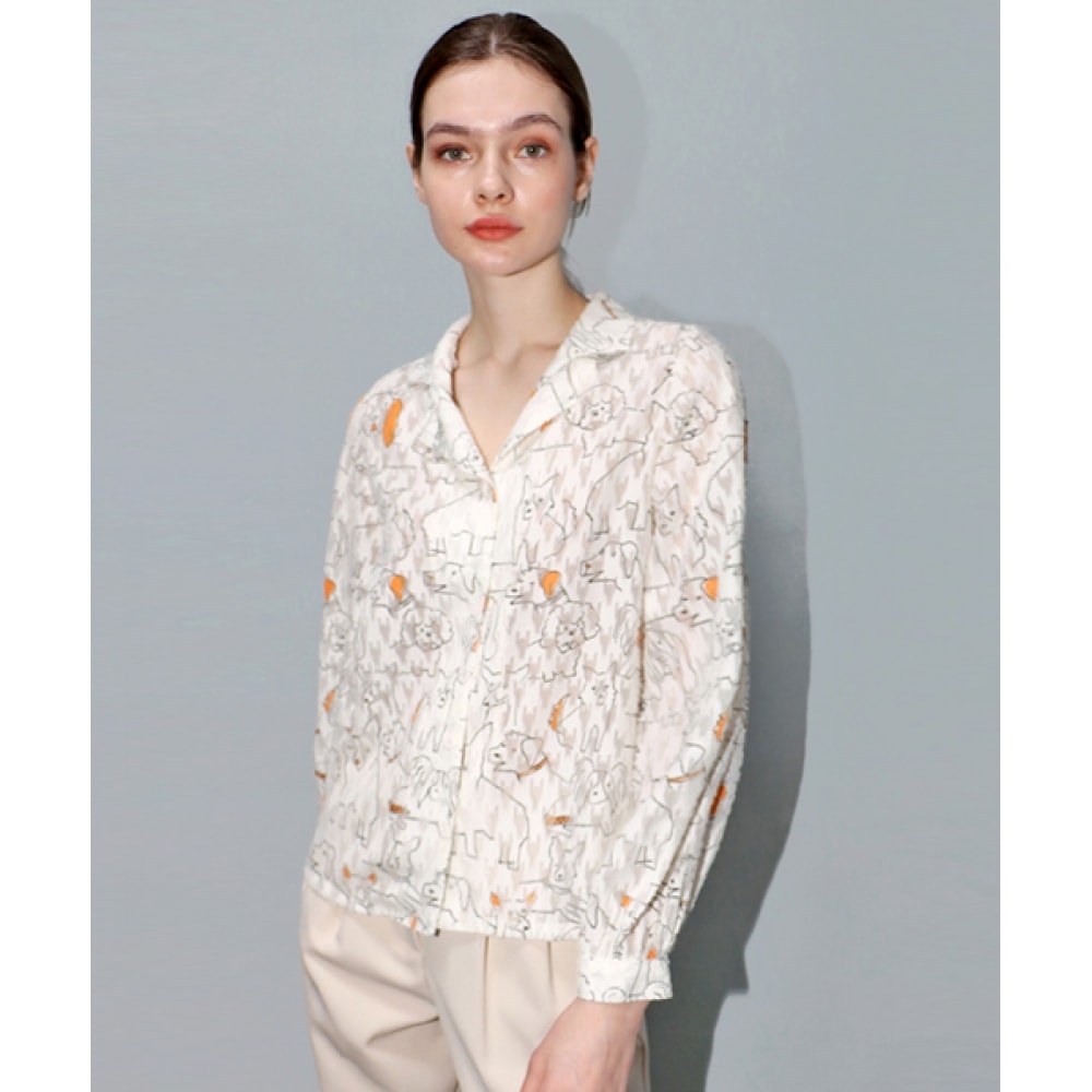 DAMAGE MNEMONIC パフィーアイボリーブラウス_ Puppy Ivory BL