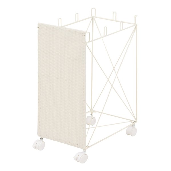 分別ごみ箱ラック ホワイト 幅26×奥行40×高さ60.5cm キャスター付き RUD-2424WH