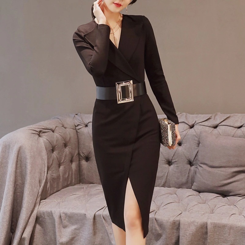 vネック スリット ワンピース ドレス パーティー 着痩せ 大人 お呼ばれ 同窓会 披露宴 卒業式 結婚式 ウェディング 二次会 成人式