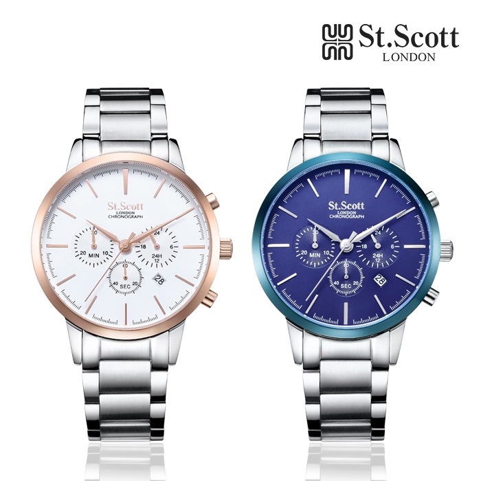 ST.SCOTT LONDON ST7101Mクロノグラフ男性メタル時計