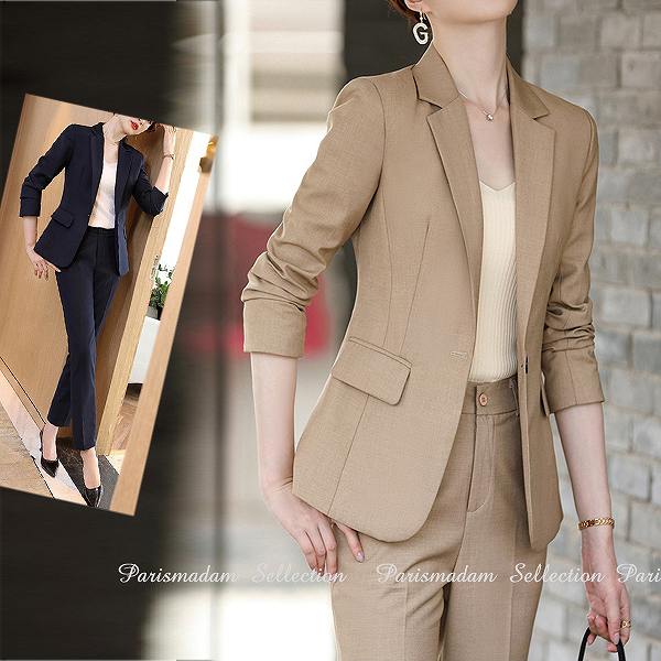 人気ビジネスジャケット　シングル　長袖　テーラードジャケット　ブラック　ネイビー　ベージュ大きいサイズあり　Sから4L20代30代40代50代60代