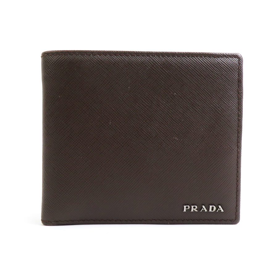 プラダ PRADA 二つ折り財布 レザー ブラウン メンズ a0525 15,048円