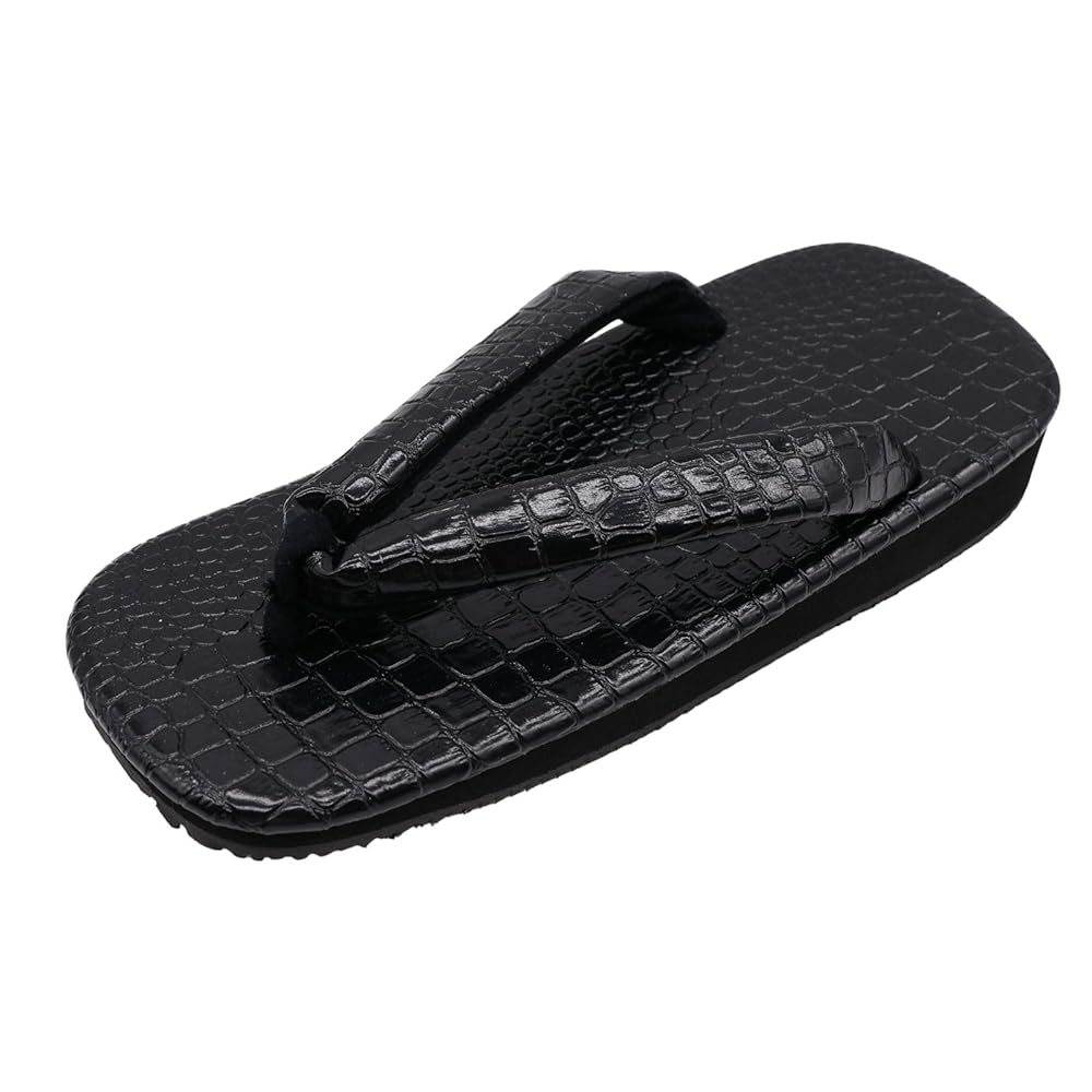 [信貴] 雪駄 メンズ クロコ型押し ブラック 黒アメ底 日本製 25cm（8寸3分）