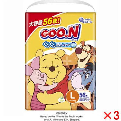 他サイト： 大王製紙 グ―ン ぐんぐん吸収パンツ Lサイズ 男女共用 56枚【3個セット販売】の商品画像