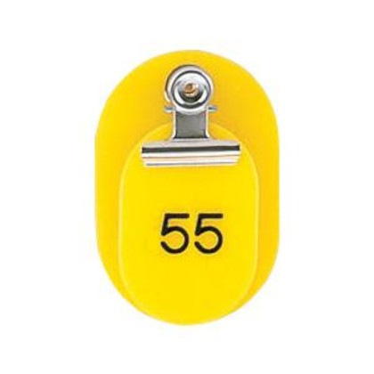 ORIONS 親子番号札(小判型) 番号(51-100) 大小2枚組(目玉クリップ付) イエロー CT-1-51-Y