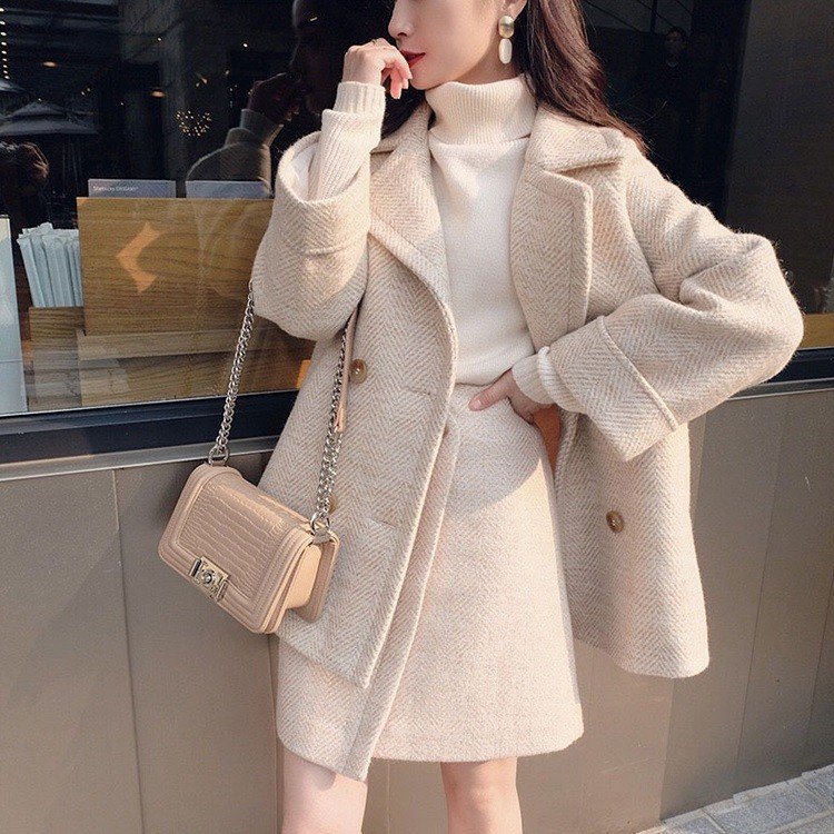 【急速出荷!】大人気 セットアップ レディース 2点セット ブレスト ラシャコート Aラインスカート 厚手 暖かい 通勤 OL 秋冬 カジュアルセット 韓国風 オシャレ きれいめ orange 4,959円