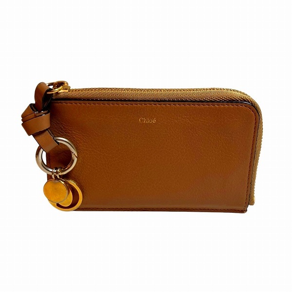 クロエ ブラウン L字ファスナー アルファベット コインケース レディース 財布【中古】