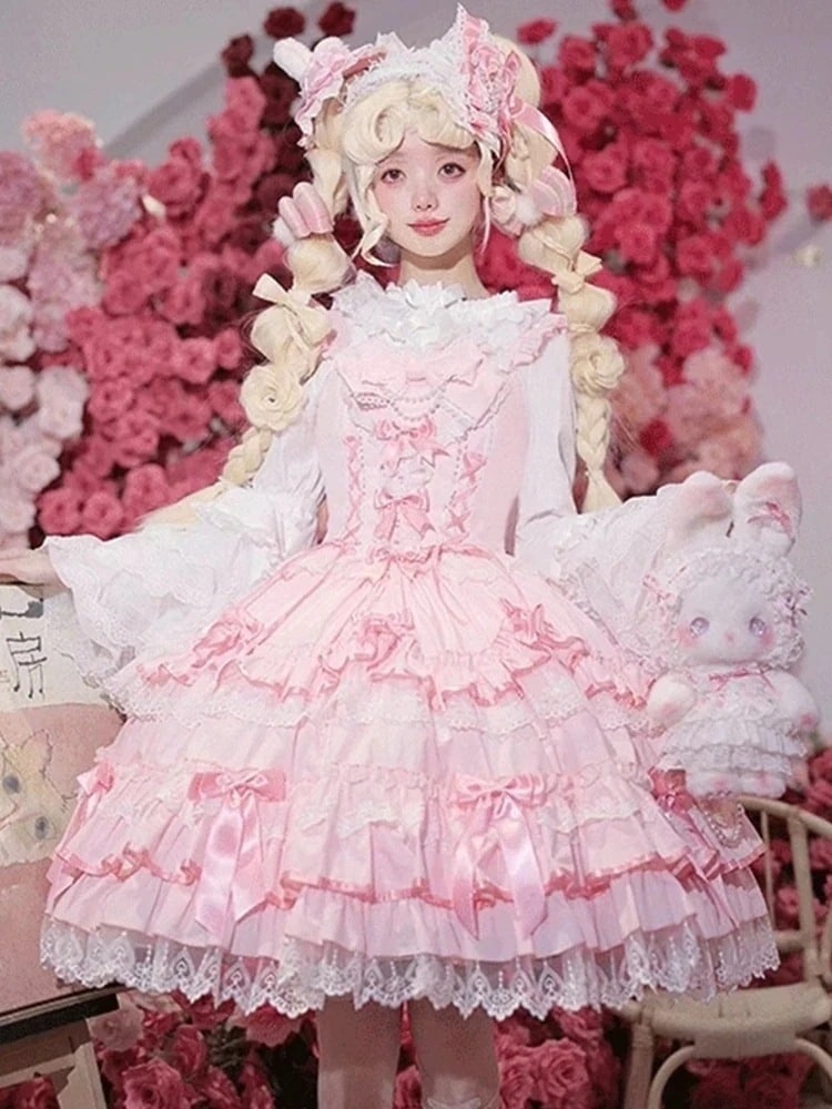 ライトロスイートケーキスカート ロリータ ドール センス JSK 可愛い 花 花嫁 ゴージャス ドレス 春