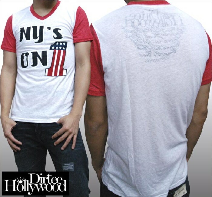 ダーティーハリウッド メンズ Tシャツ Vネック Dirtee Hollywood NYs レッド LA セレブ Safari サファリ LEON レオン オーシャンズ 雑誌 掲載 ブランド ベッカ