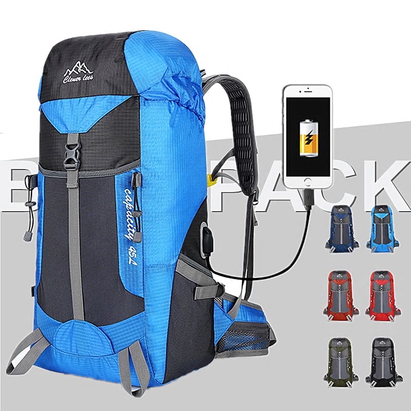 45L屋外男性女性登山ハイキングキャンプバックパックスポーツパック防水トレッキングバッグトラベルリュックサック観光デイパック 5,533円