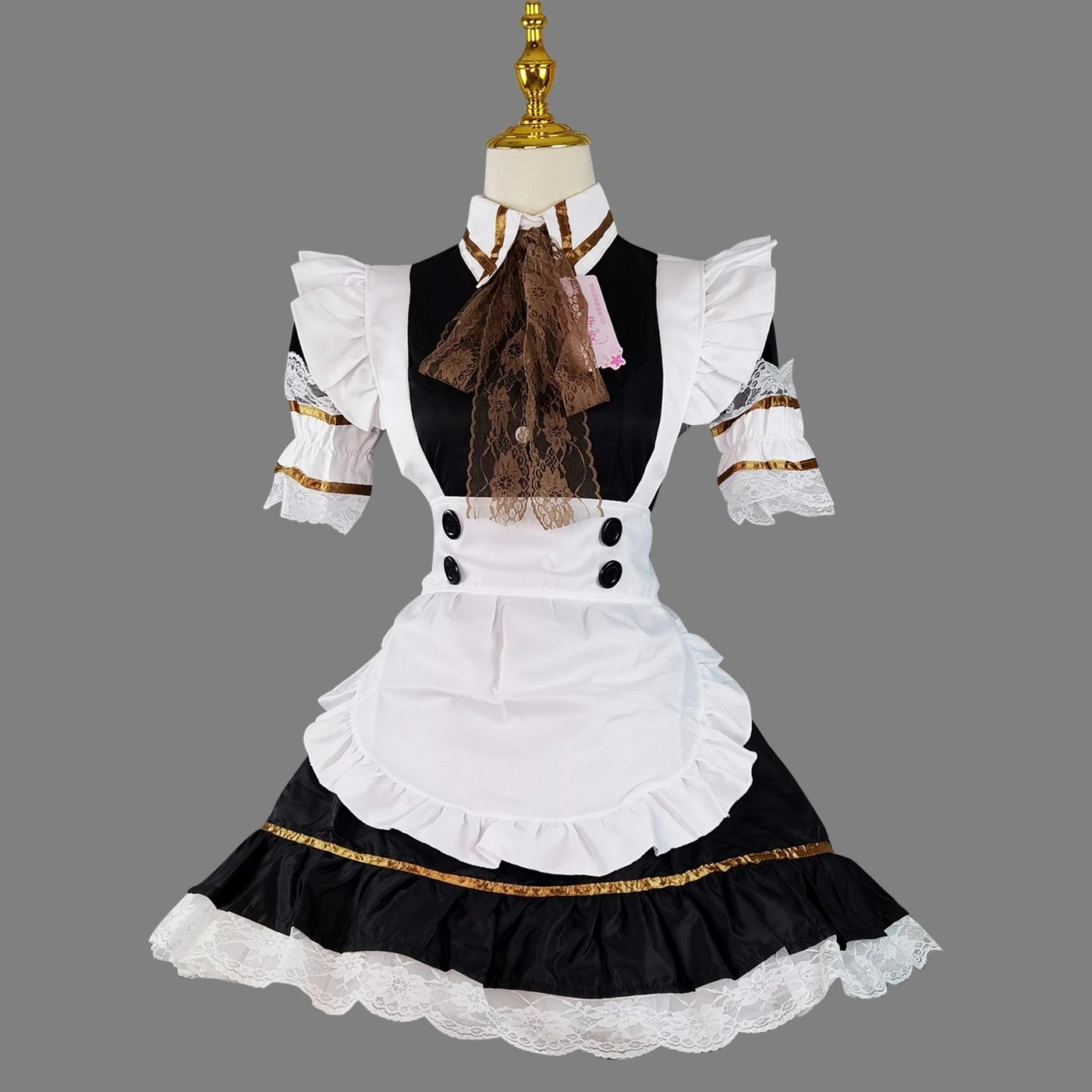 にゃんこく白黒メイド服女装ローリーメイド可爱いlolitaワンピース大きいサイズ
