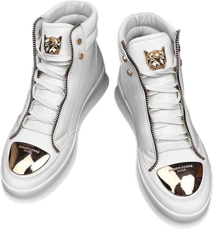 シークレット シューズ メンズ 5cm身長UP スニーカー インヒール ハイカット 厚底スニーカー( ホワイト, 24.5 cm)