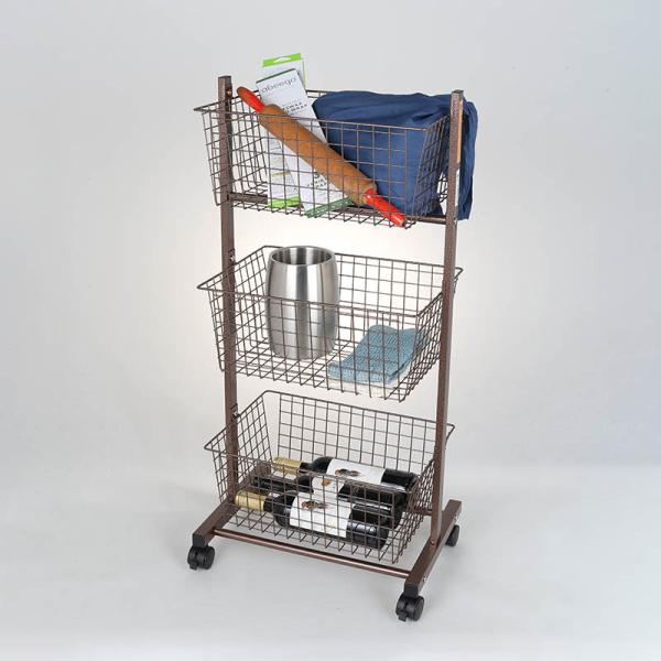 スチールラック 収納ラック ワイヤーラック 収納棚 3段 キャスター付き 無骨 インダストリアル かご カゴ おしゃれ インテリア バスケット アメリカン